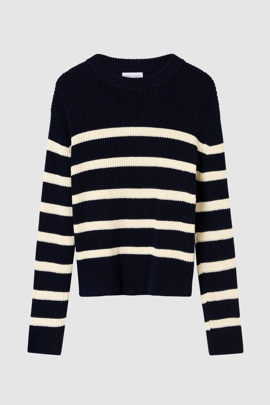 Women Friend of Audrey | Cotton Striped Knit Navy Stripe