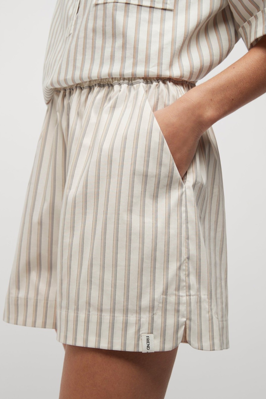 Women Friend of Audrey | Riviera Striped Shorts Neutral Stripes