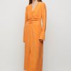 Women Friend of Audrey | Colette Cupro Ruched Dress Tangerine