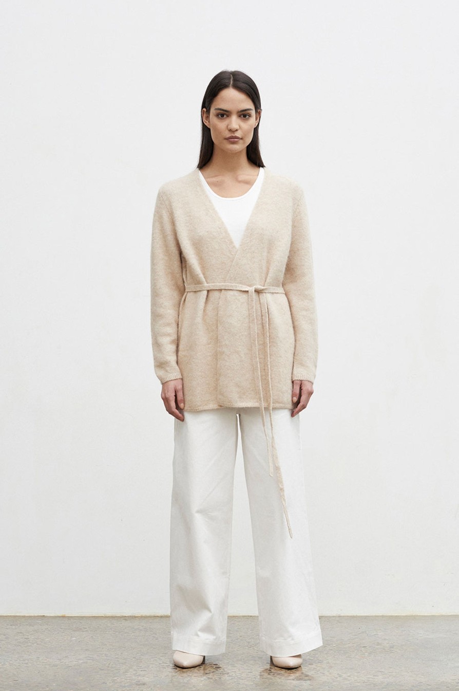 Women Friend of Audrey | Alfie Alpaca-Wool Belted Short Cardigan Ecru