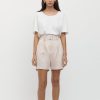 Women Friend of Audrey | Emilion Linen Belted Shorts Bone