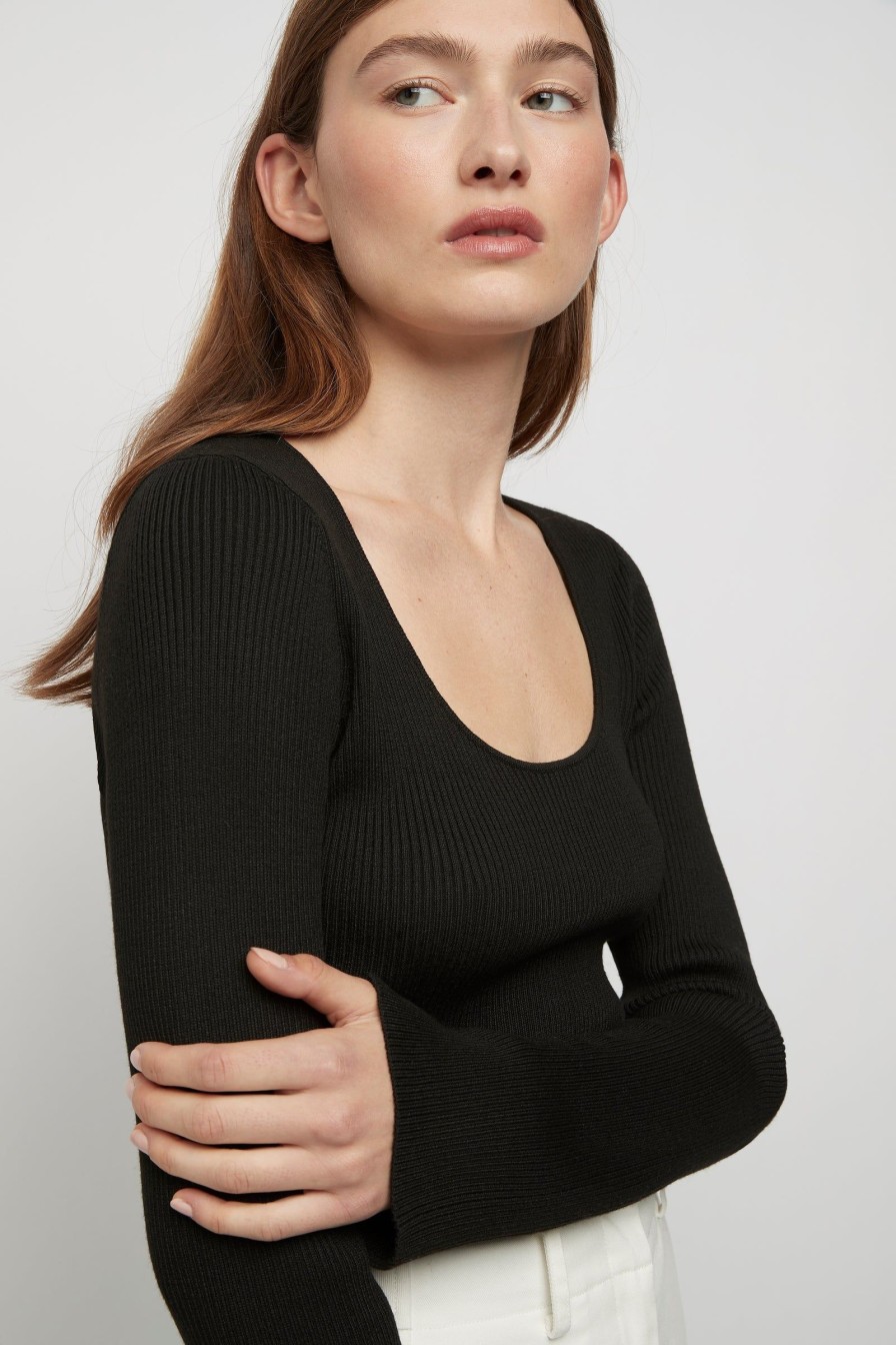 Women Friend of Audrey | Basic Rib Knit Top Black