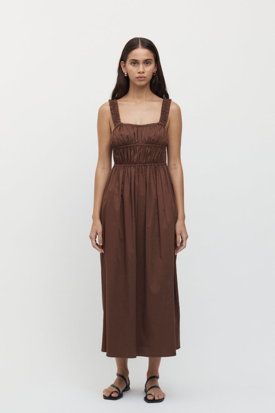 Women Friend of Audrey | Axel Elastic Ruched Dress Chocolate