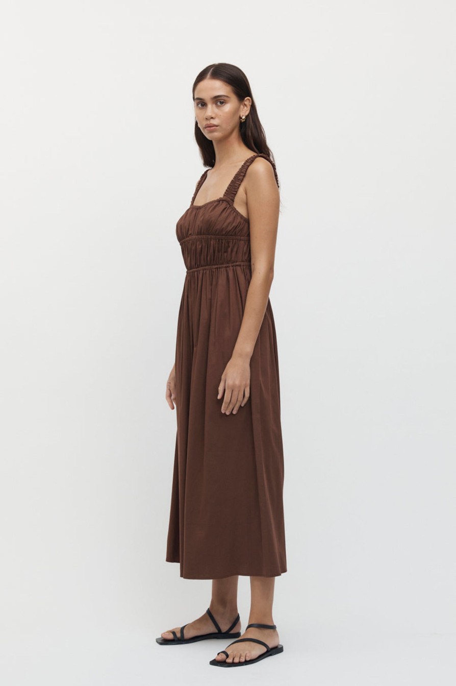 Women Friend of Audrey | Axel Elastic Ruched Dress Chocolate