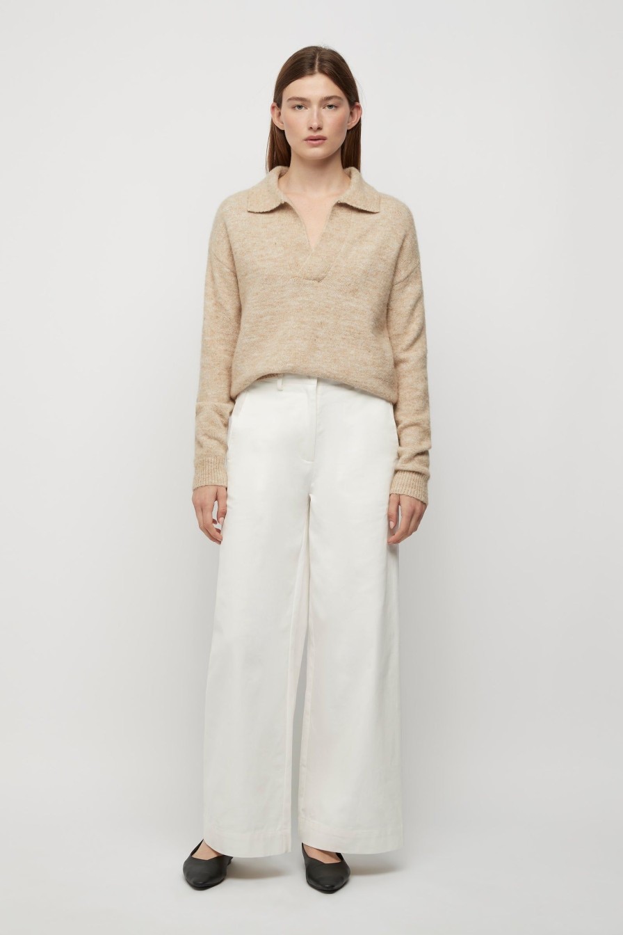 Women Friend of Audrey | Greta Polo Knit Top Oatmeal