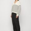 Women Friend of Audrey | Collared Cotton Striped Knit White Stripe