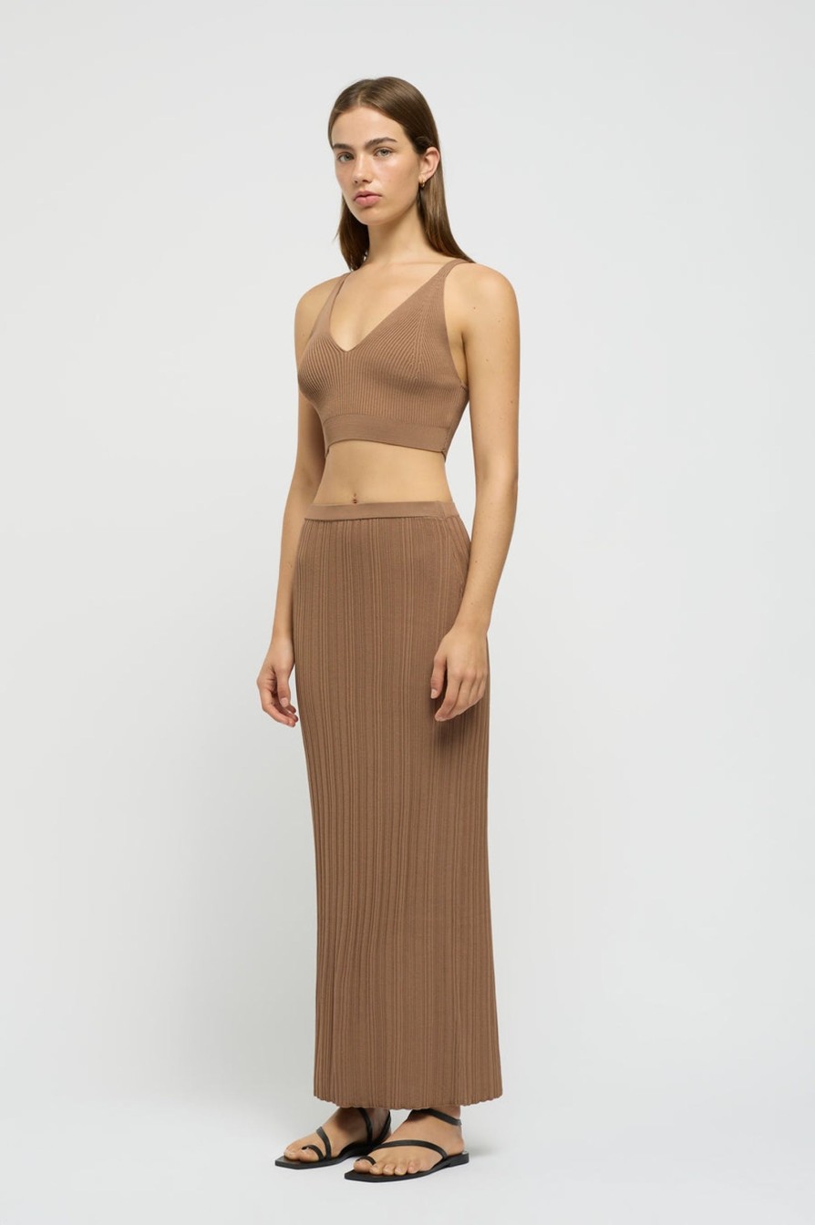 Women Friend of Audrey | Reflection Ribbed Knit Skirt Warm Taupe