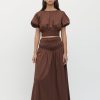 Women Friend of Audrey | Adrienne Elastic Ruched Midi Skirt Chocolate